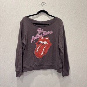 Rolling Stones Tongue Logo Graphic Sweatshirt Dark Grey Crewneck